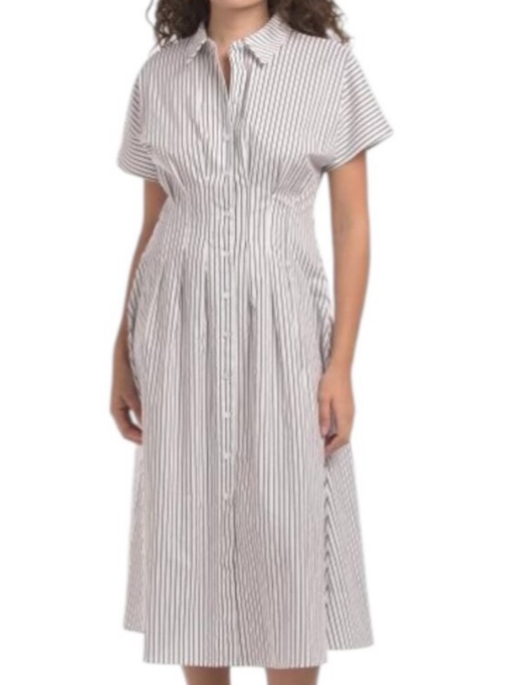 Nicole Miller New York Striped Shirt Dress - Brown & White